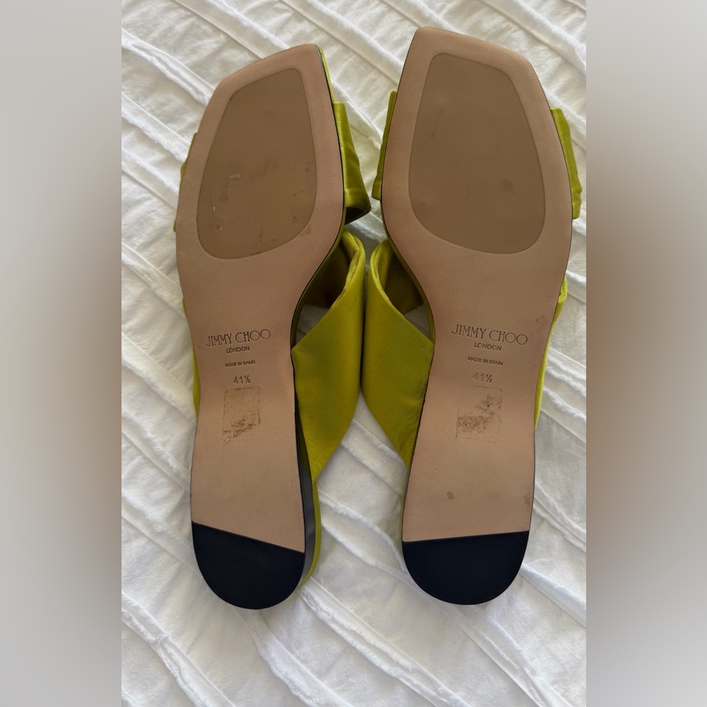 Jimmy Choo Lime Green Satin Narisa Flat - Picture 2 of 4